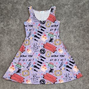 Women's Lavender Graphic Tank Dress with Red Couch Motif